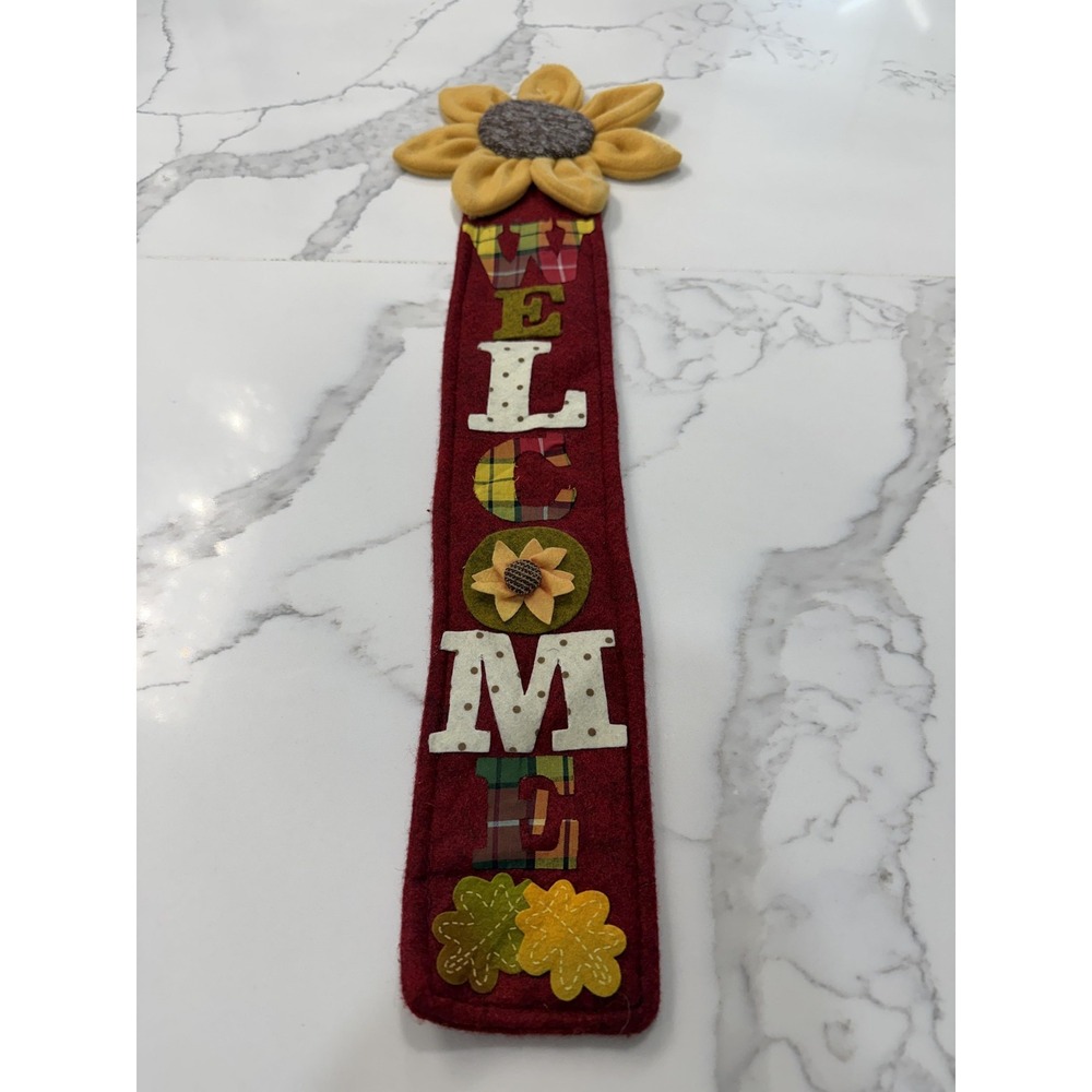 Prima Creations Sunflower Welcome Door Decor Large Rustic Fabric Hanging Sign